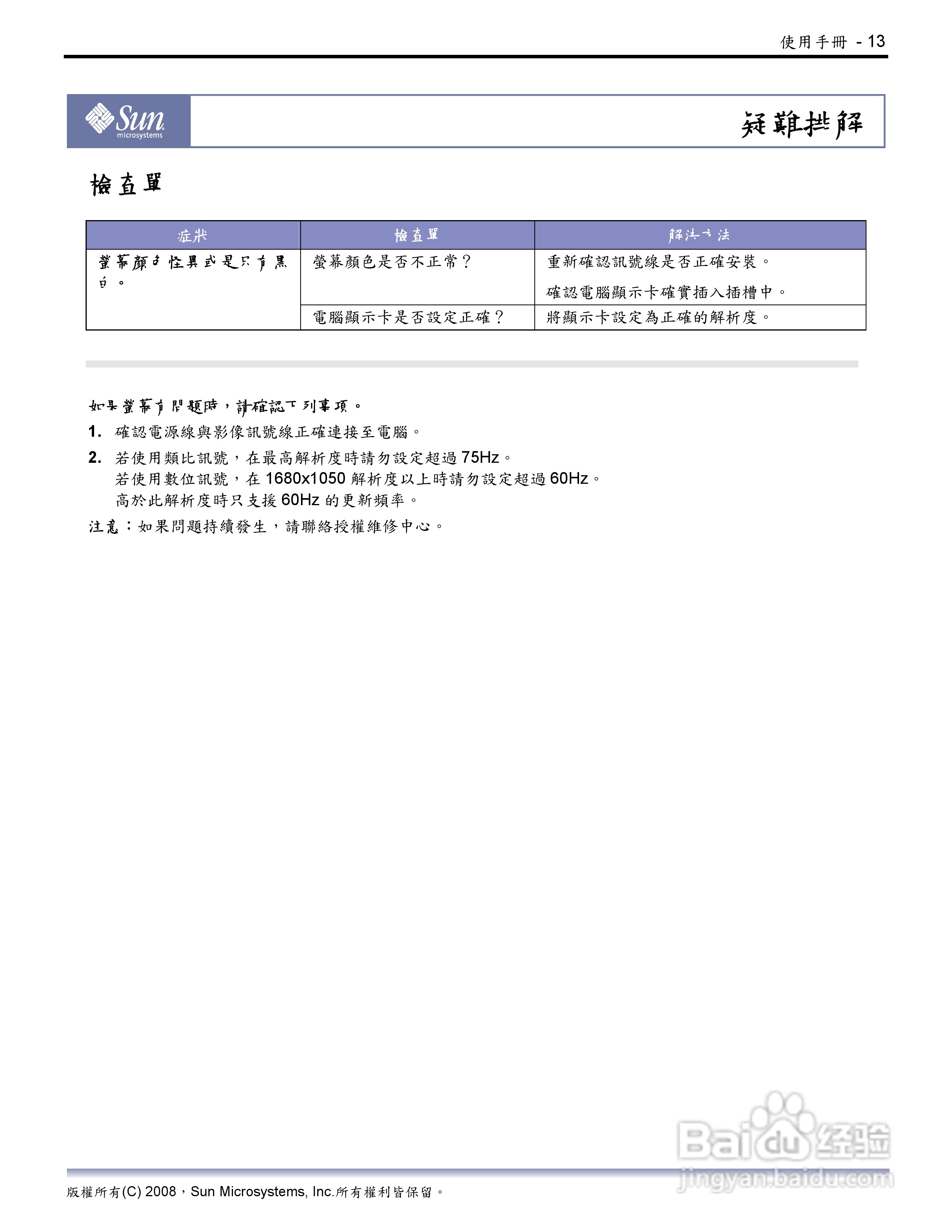 Sun 22吋宽萤幕LCD平面显示器使用说明书:[2]