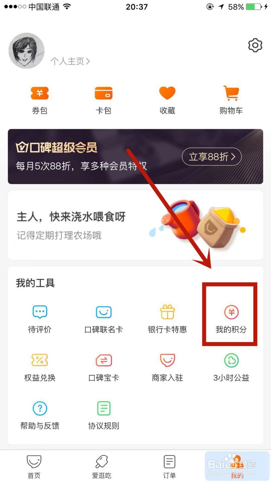 如何查看口碑上的积分明细