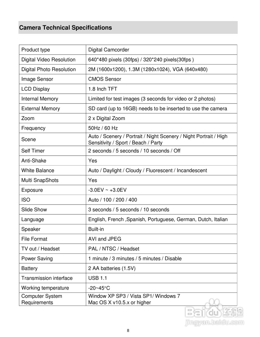 威达Vivitar DVR 610数码摄像机使用说明书:[1]