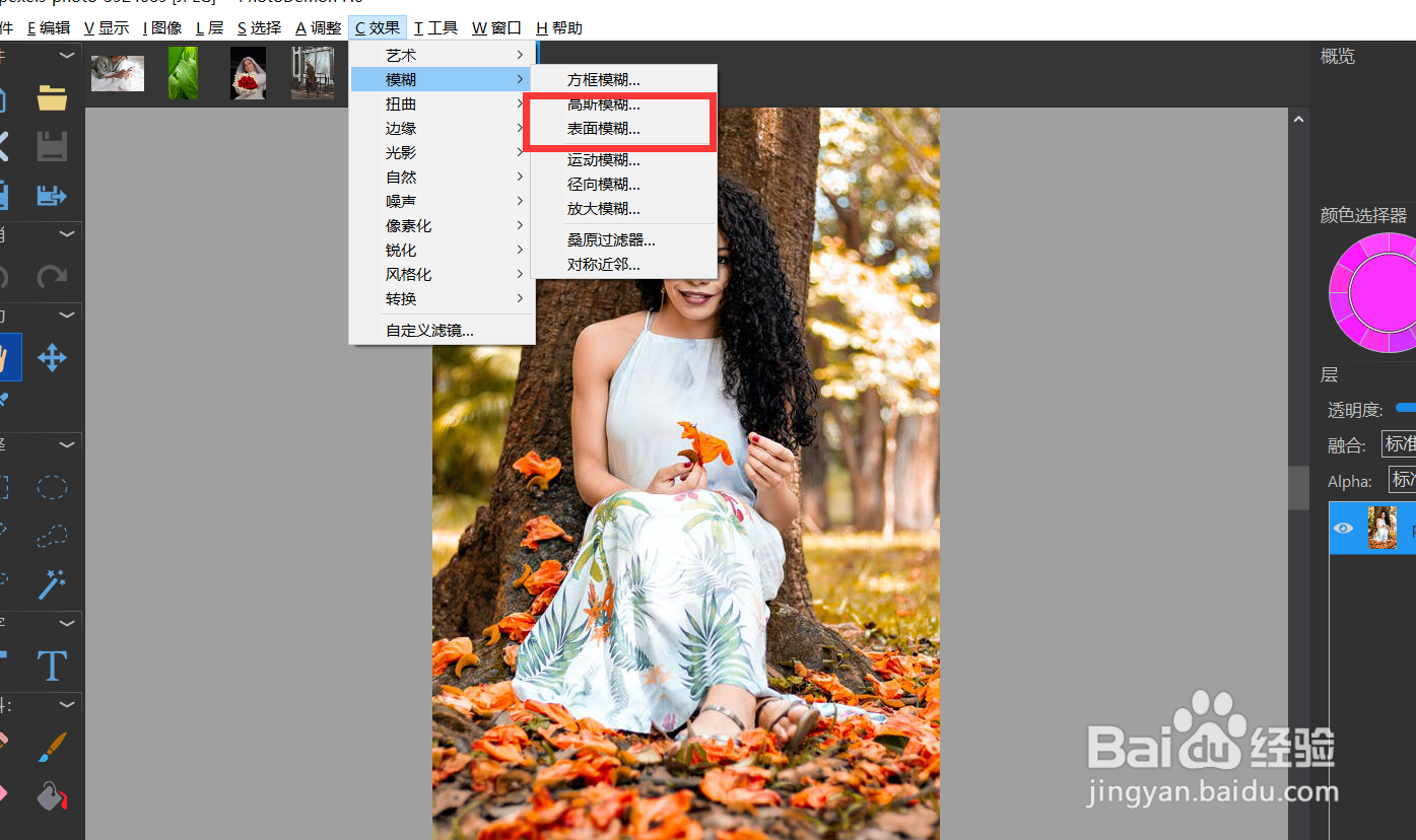 怎么用photodemon对图片使用表面模糊