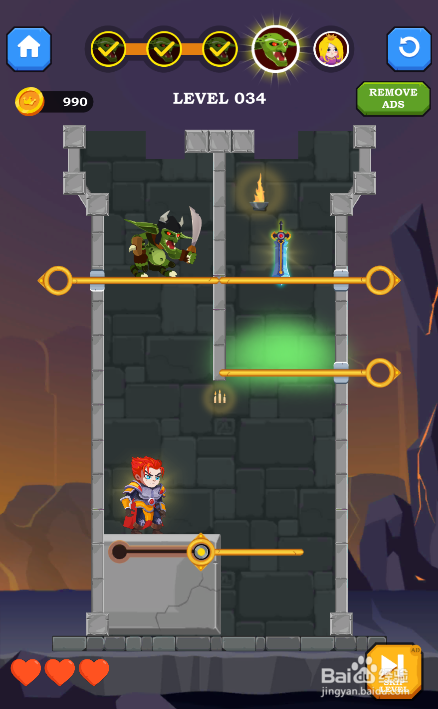 Hero Rescue Online的LEVEL 034怎样通过？