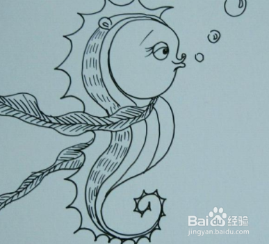 搞怪小海马手绘明信片