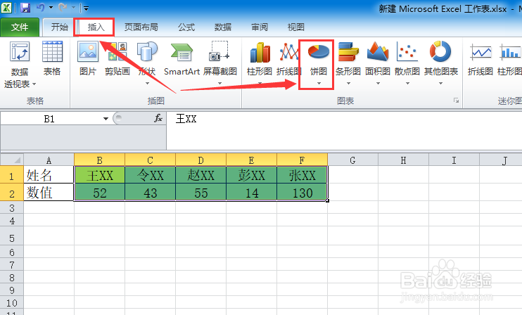 execl如何生成饼状图
