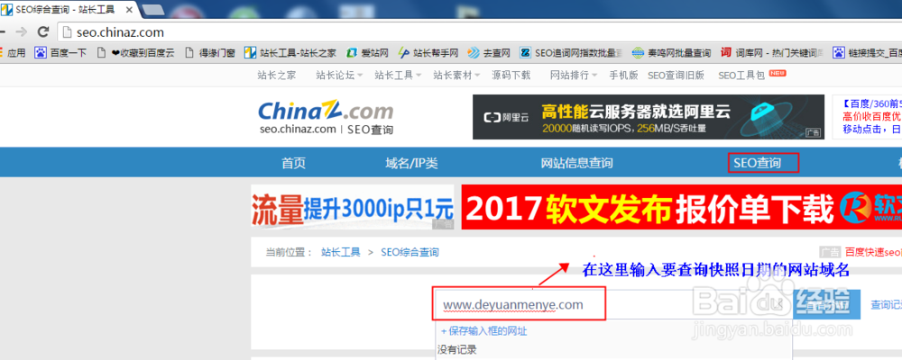 如何查询网站快照日期？