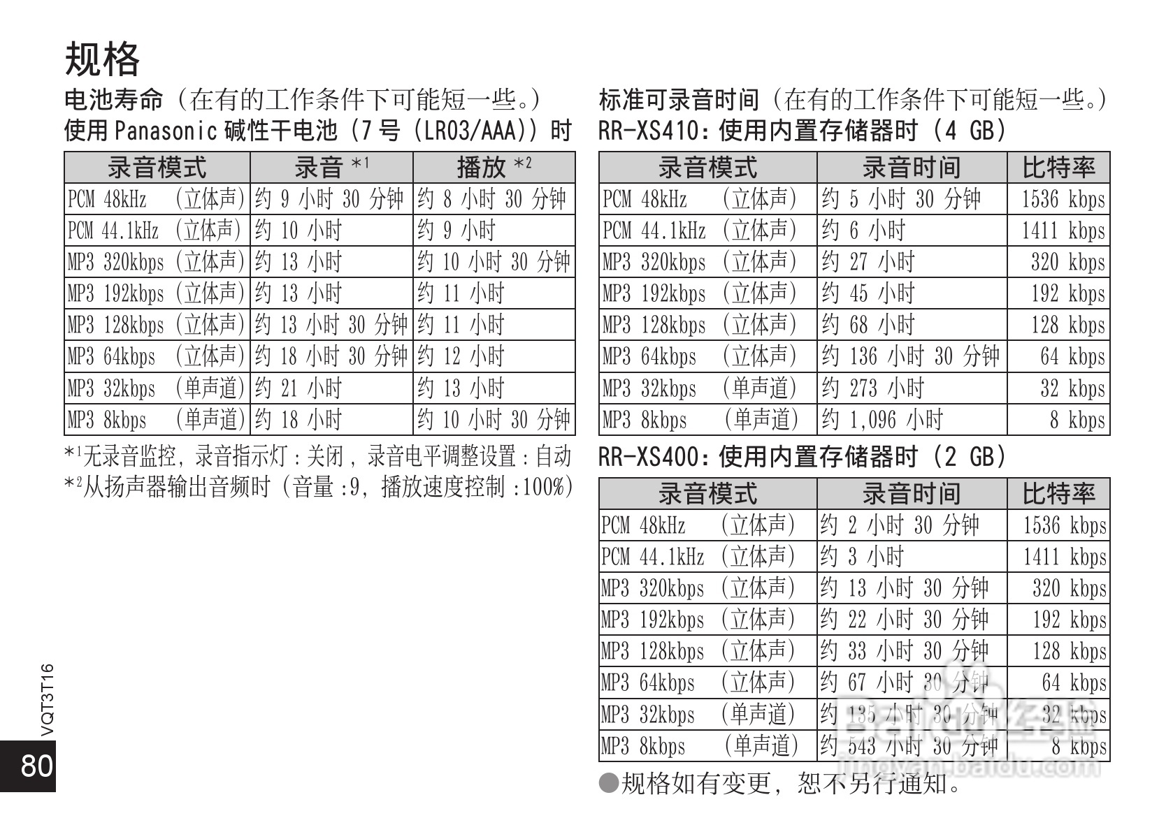 松下RR-XS400数码录音机使用说明书:[8]