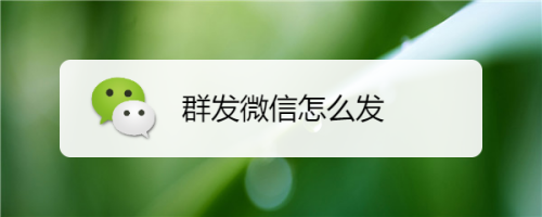 群发微信怎么发