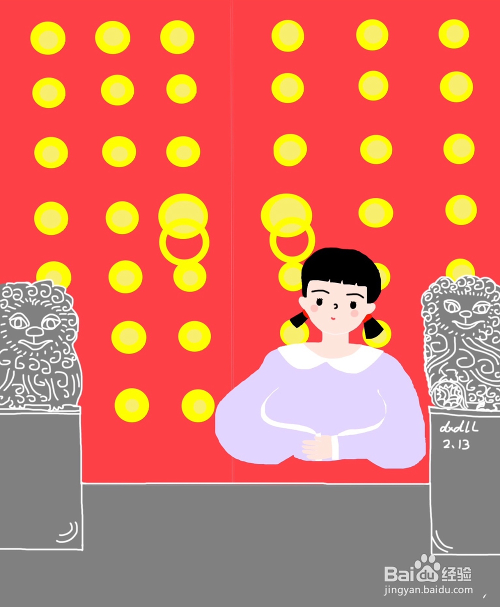 dxdll手绘之门前的女孩