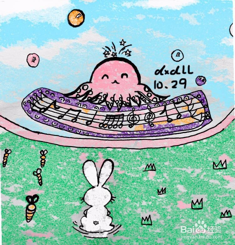 茉莉蜡笔手绘之兔子迷妹