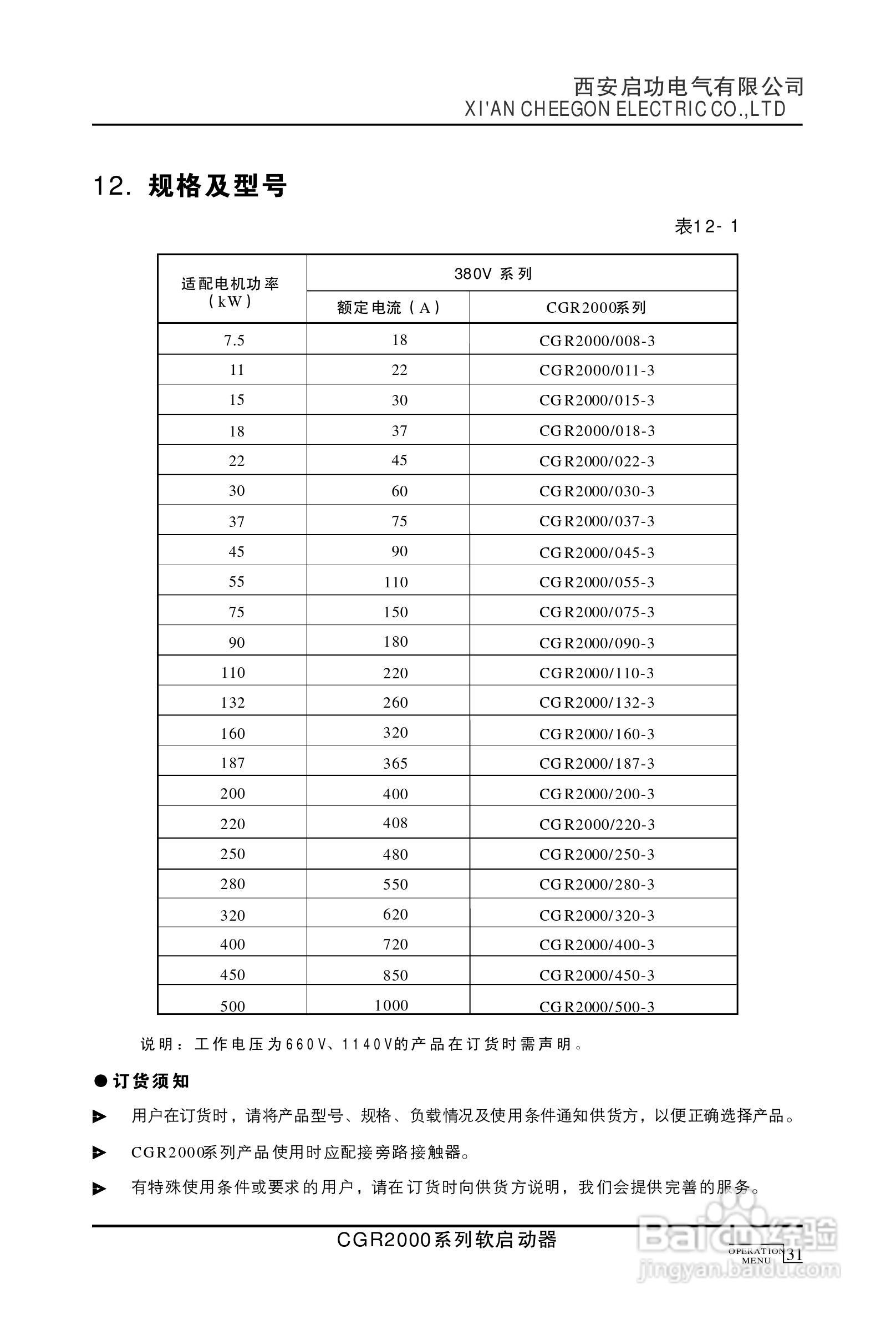 启功CGR2000/500-3数字式交流电动机软启动器使用手册:[4]