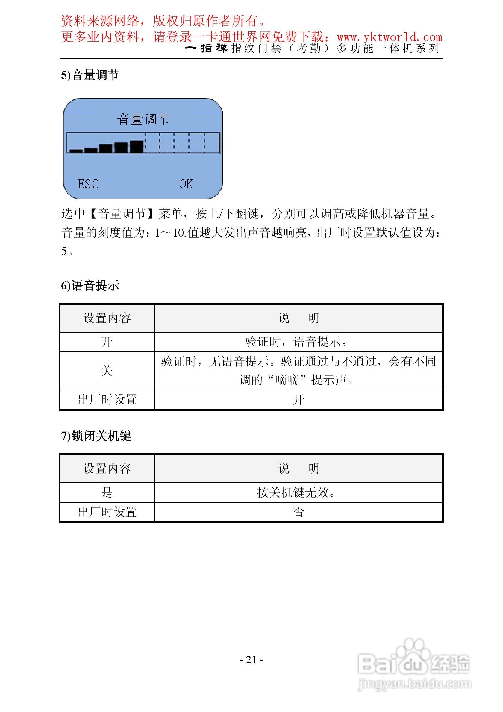 一指禅指纹门禁考勤多功能一体机系列说明书:[3]