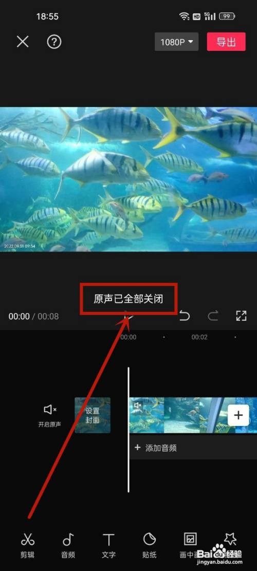 剪映视频原声如何关闭