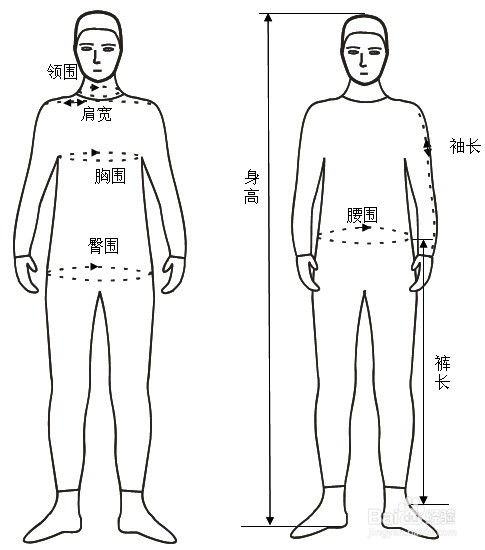 裤子测量方法示意图图片