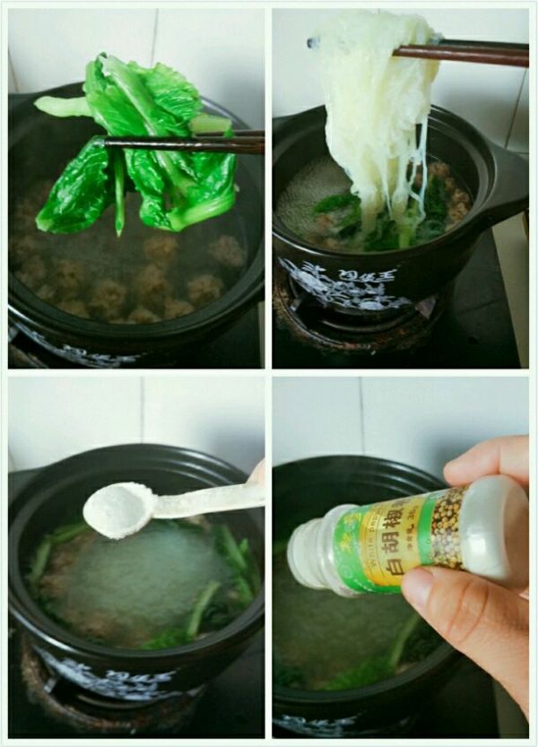 小白菜肉丸粉丝汤