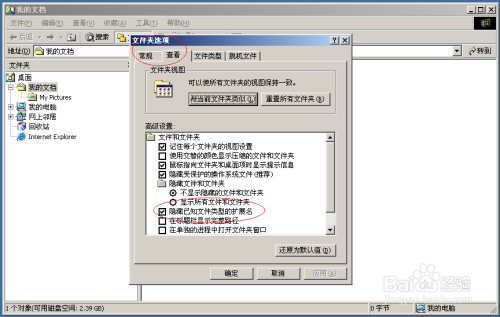 Windows 2000 Server隐藏已知文件类型的扩展名