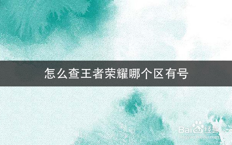 怎么查王者荣耀哪个区有号