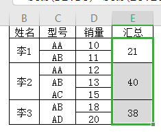 工作表中如何批量汇总每位员工的产量