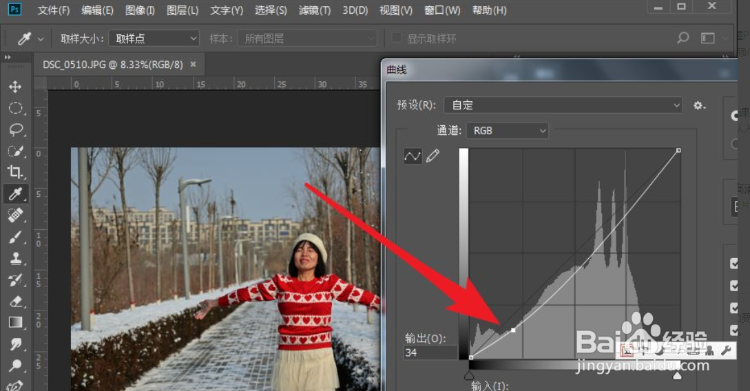 PS中怎么调整图像的暗调点