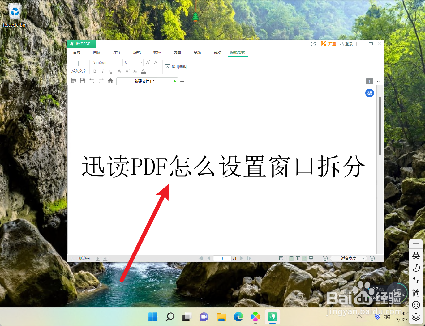 怎么设置迅读PDF的窗口拆分