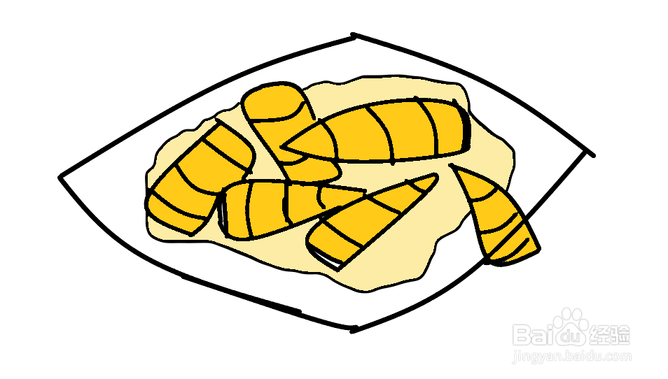 美食简笔画之油焖笋的画法