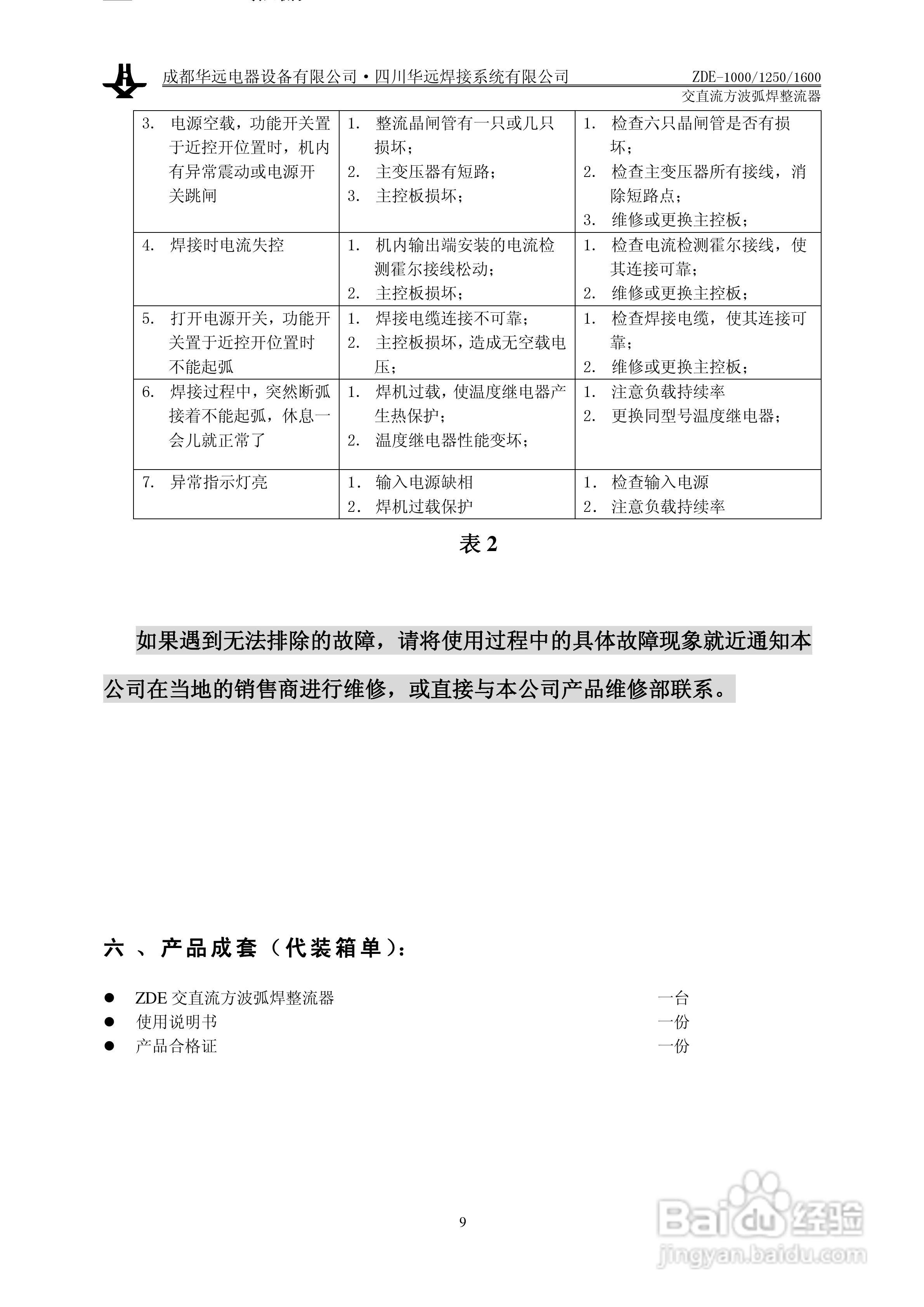 华远ZDE-1000交直流方波弧焊整流器使用说明书:[1]
