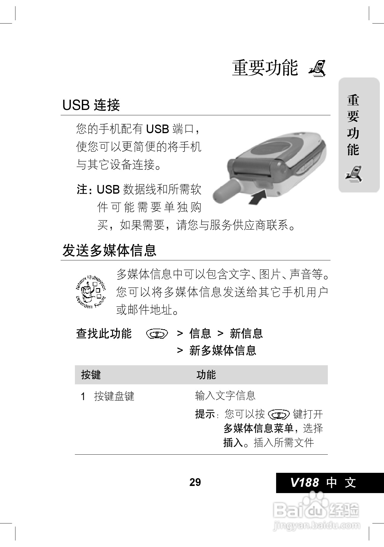 摩托罗拉V188手机使用说明书:[3]
