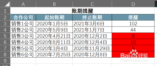 如何用excel制作一个账期提醒表?