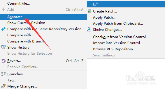 pycharm中git怎么分支文件逐行追溯