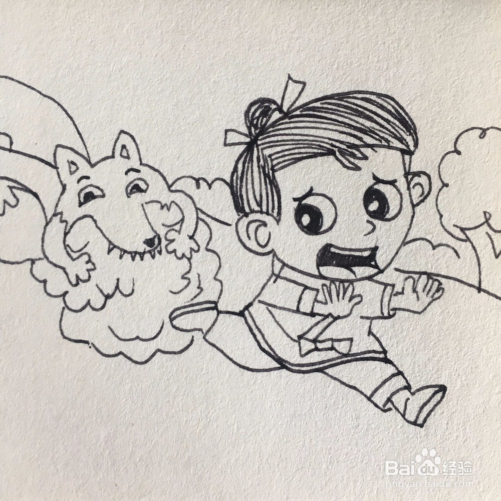 简笔画狼来了的故事怎么画？