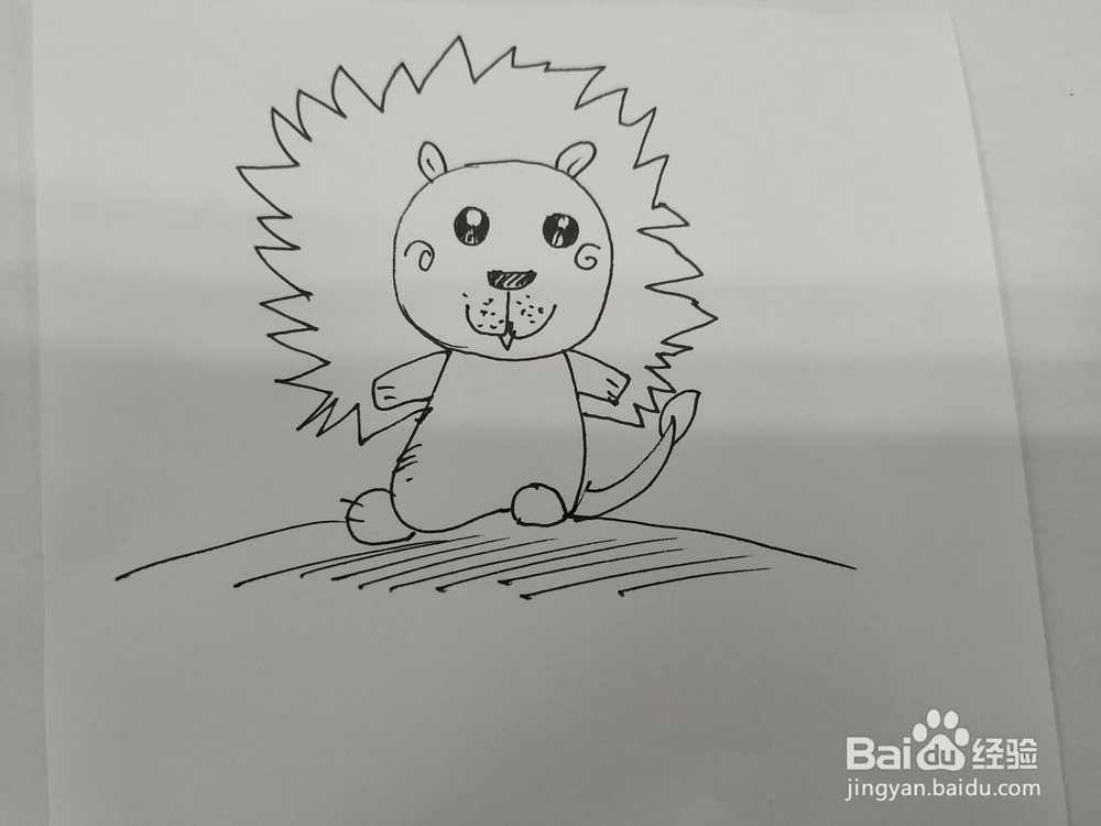 卡通爆炸狮子头小狮子简笔画怎么画?