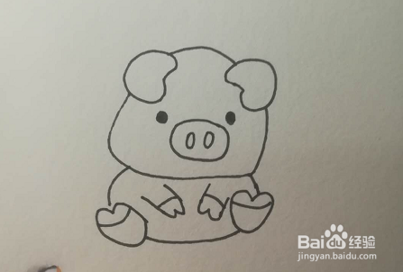 怎么用简单的步骤画小猪的简笔画