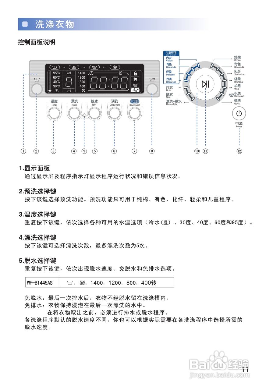 三星WF-B1445AS洗衣机使用说明书:[2]