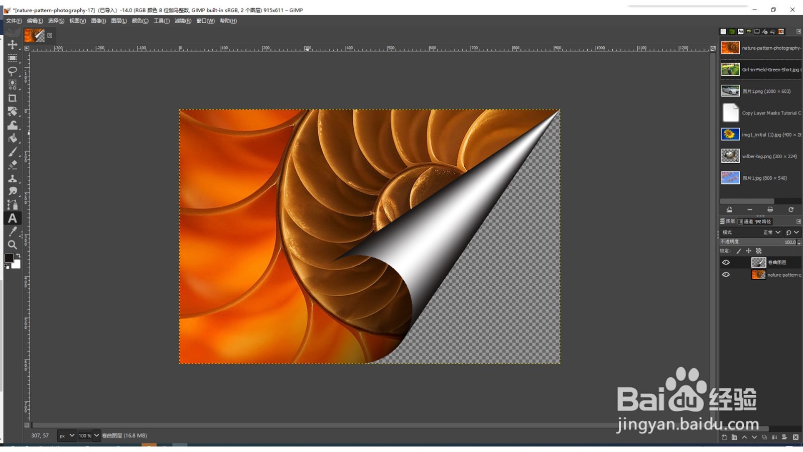 GIMP如何为图像添加页面卷曲效果