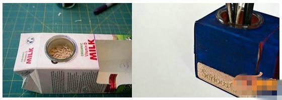用包装盒做两用笔筒