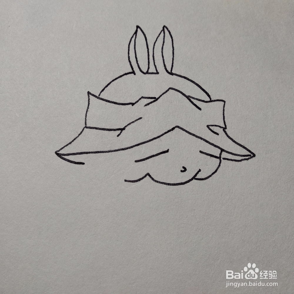 怎么画一只竹竿吊萝卜的流氓兔卡通兔子简笔画