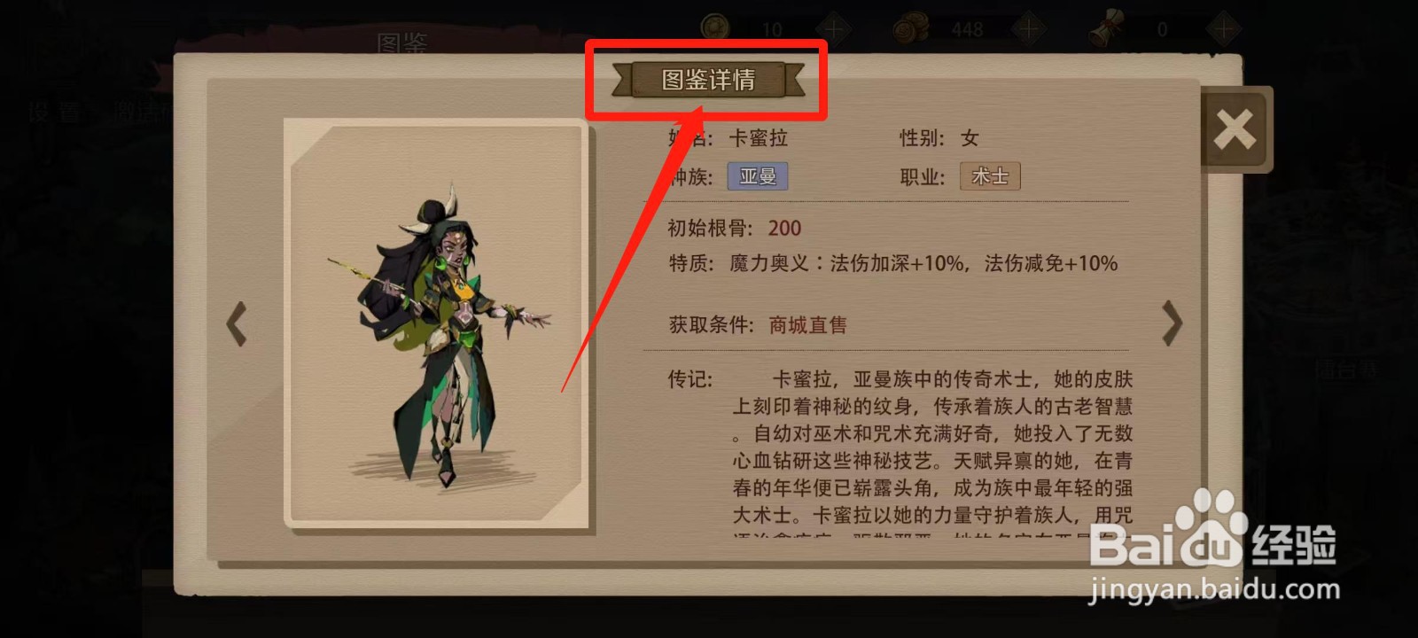 时间之钥怎样查看卡蜜拉的图鉴详情