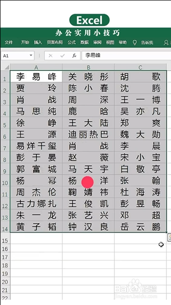 Excel如何快速对齐姓名