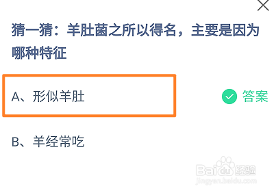 羊肚菌之所以得名主要是因为哪种特征？蚂蚁庄园