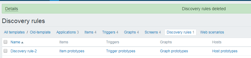 如何在zabbix的模板中删除发现规则？