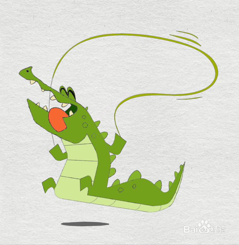 简笔画--如何画跳绳的鳄鱼的简笔画