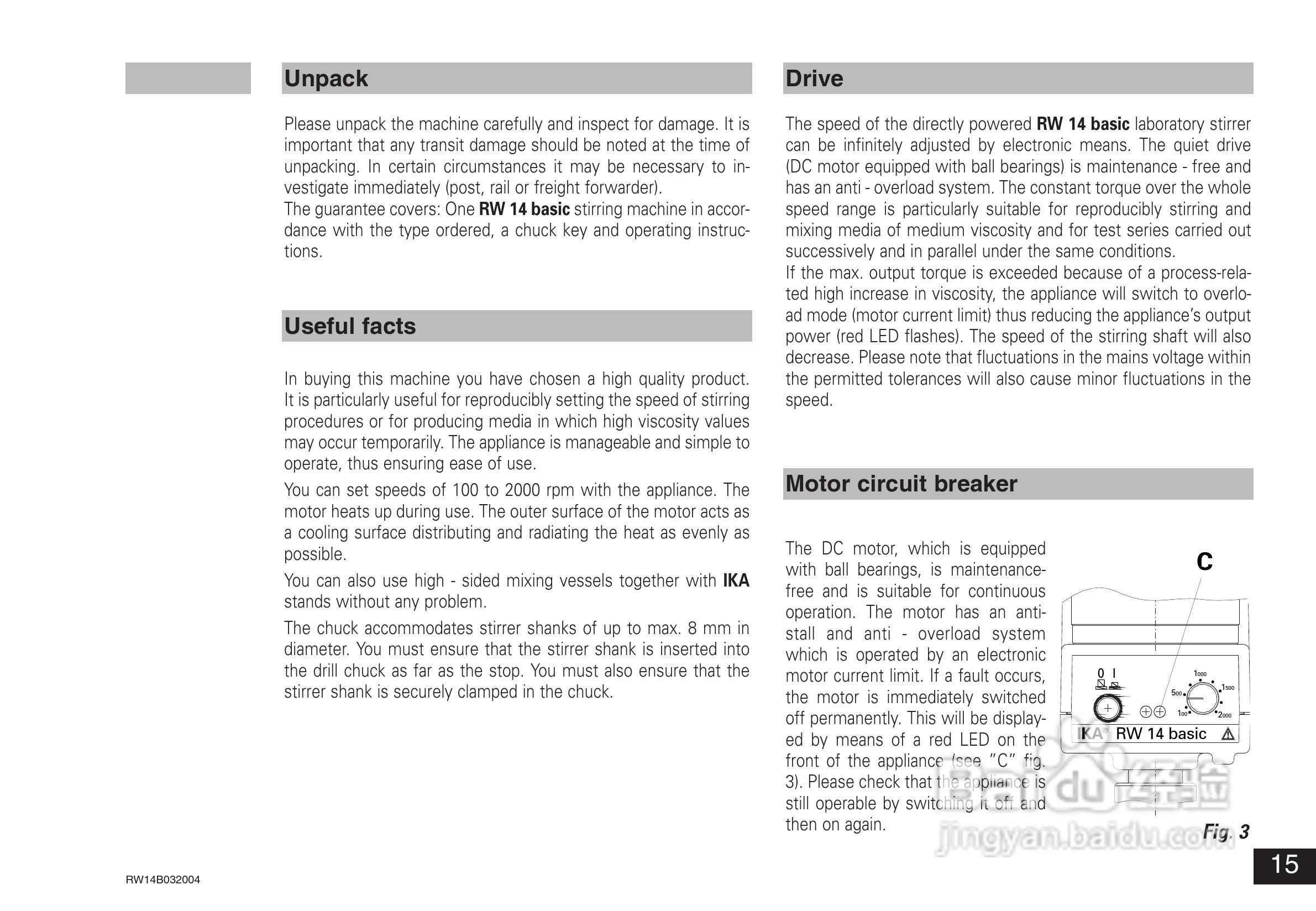 IKA RW14基本型顶置式电子搅拌器使用说明书:[2]