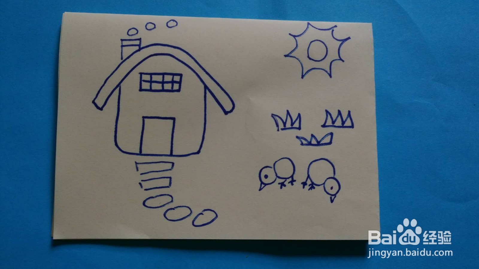 一幅完整场景的简笔画