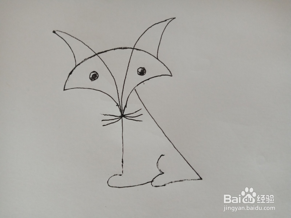 趣味画--扇形画狐狸