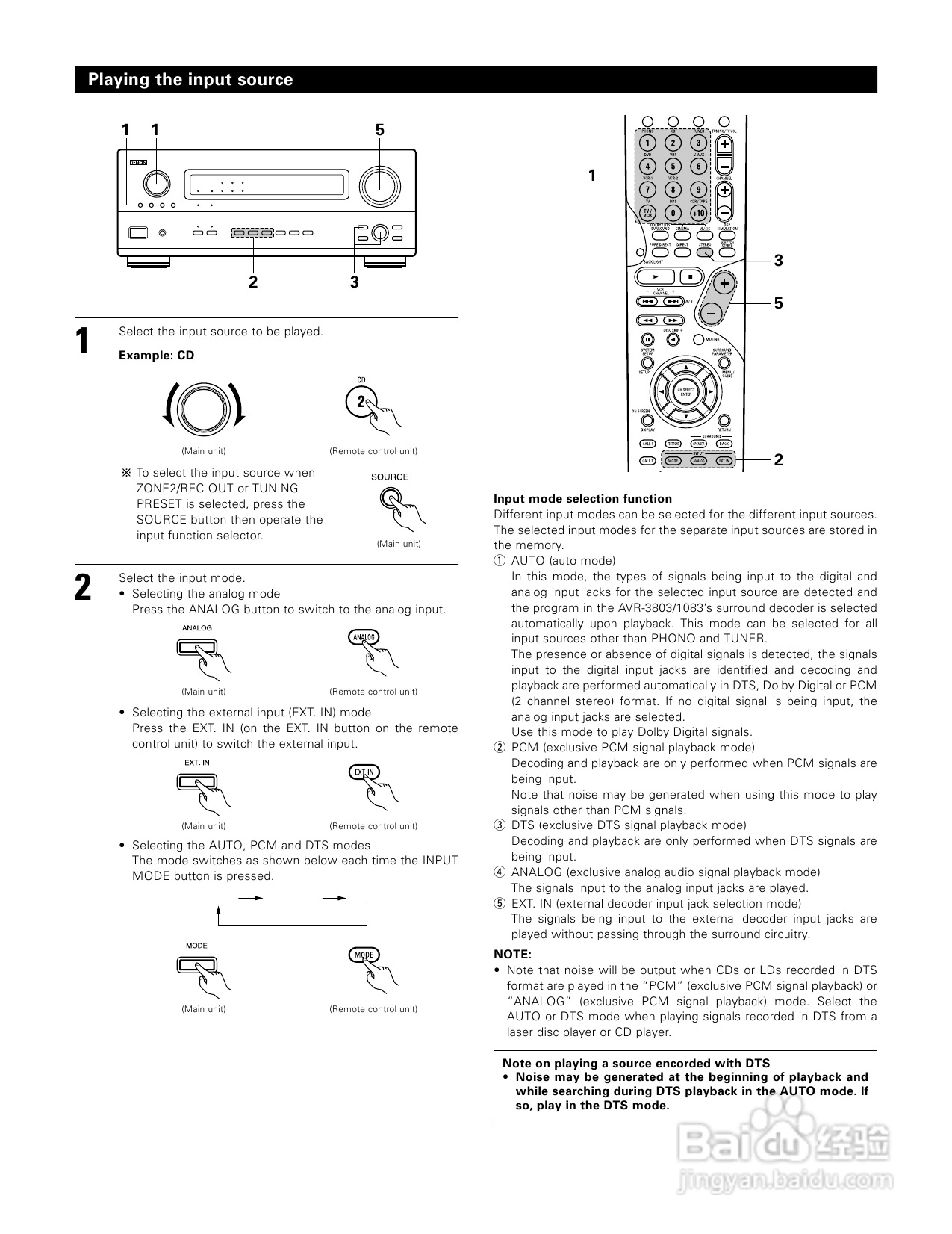 DENON AVR-1083功放操作说明书:[3]