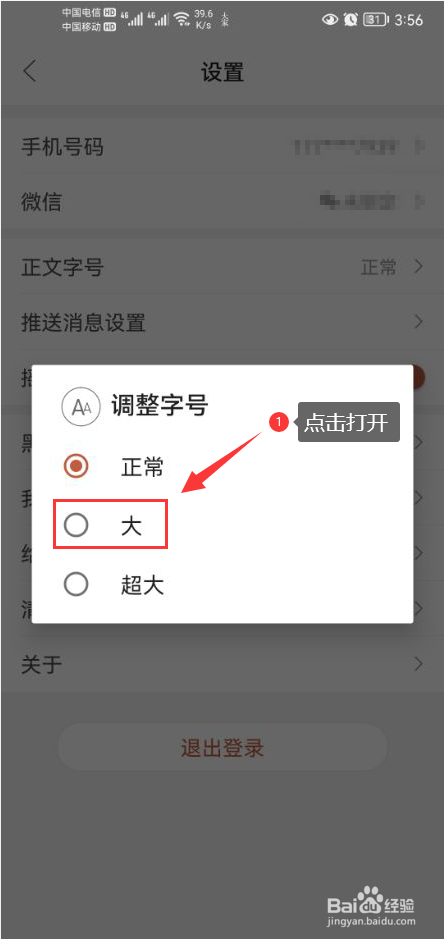 大家中医怎么设置App正文大号字体