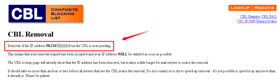 邮件退信Spamhaus反垃圾组织黑名单CBL申诉图文