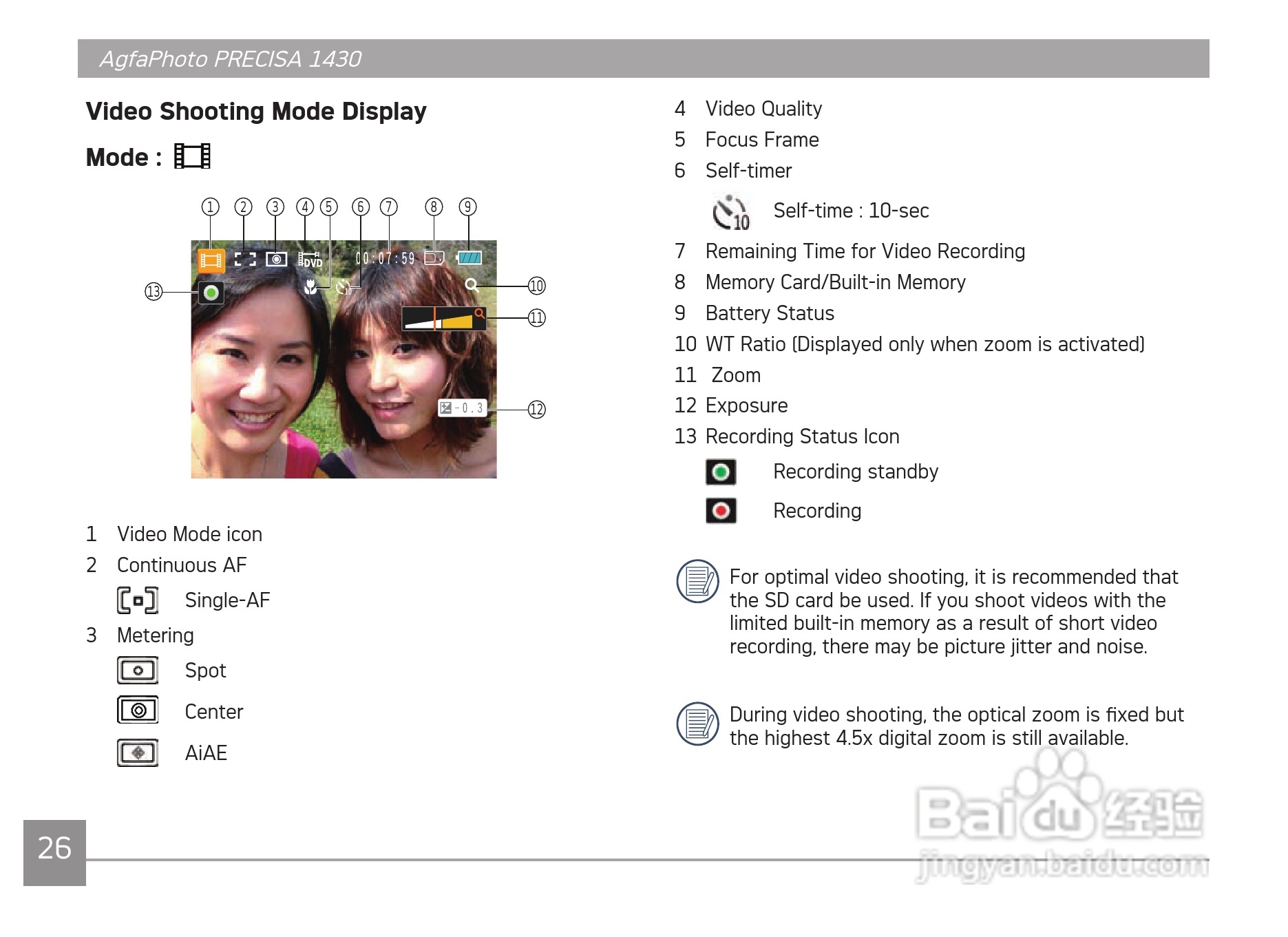 爱克发AgfaPhoto PRECISA 1430数码相机使用说明书:[3]
