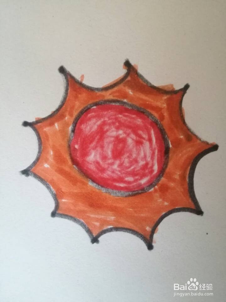 教幼儿画带有光芒的太阳(利用辅助点)