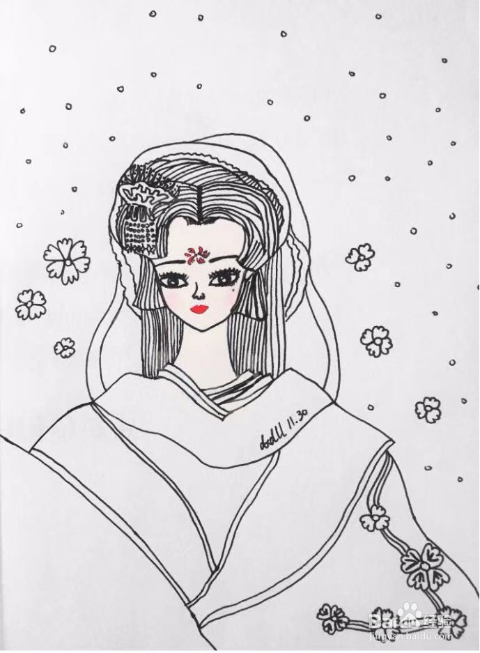 茉莉水彩手绘之雪姬