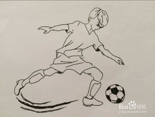 踢足球的男孩简单画法