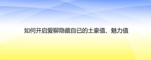 如何开启爱聊隐藏自已的土豪值、魅力值